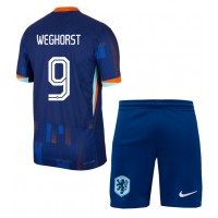 Camiseta Países Bajos Wout Weghorst #9 Visitante Equipación para niños Eurocopa 2024 manga corta (+ pantalones cortos)